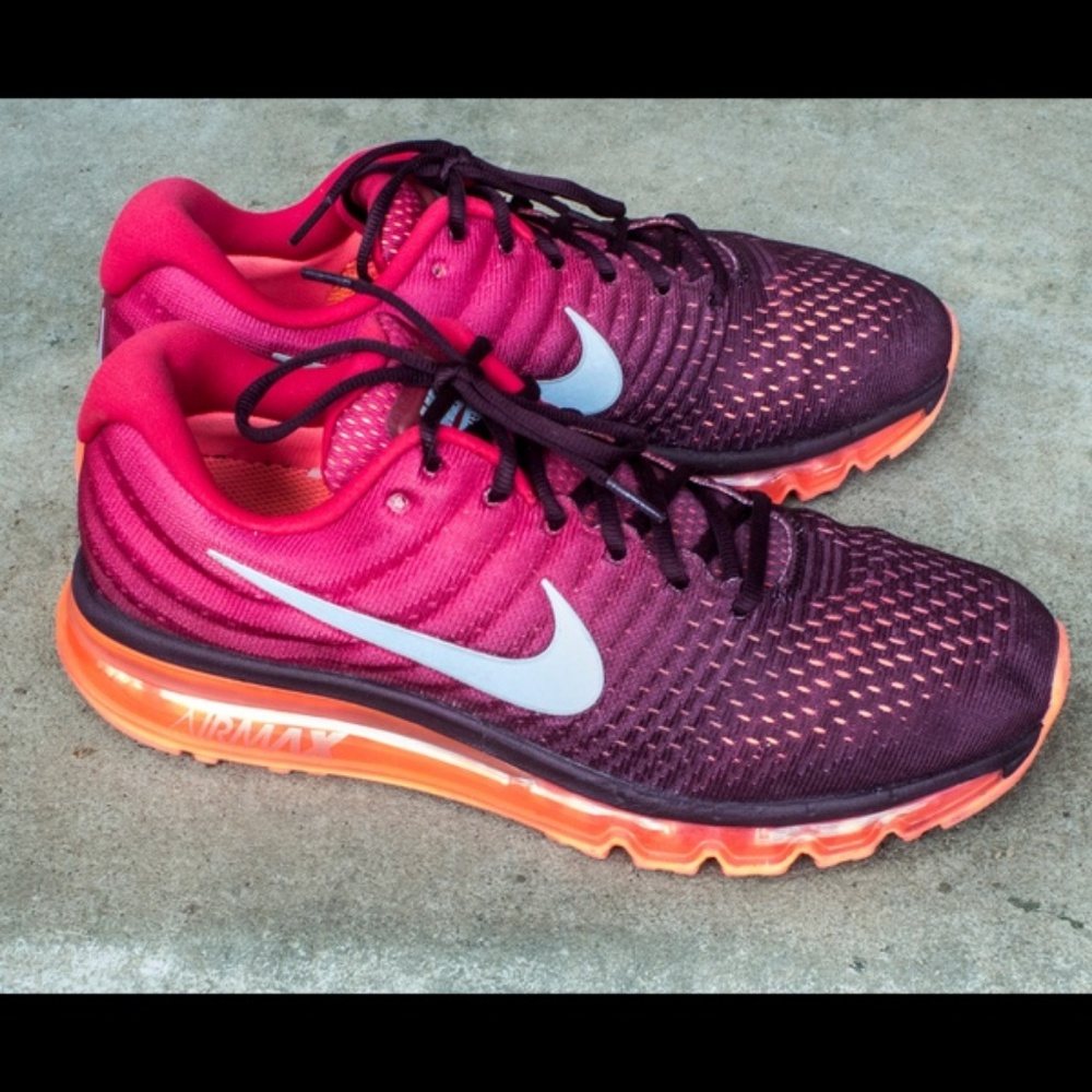 Nike Air Max 2017 Mens Gym Red Maroon White Sz 11